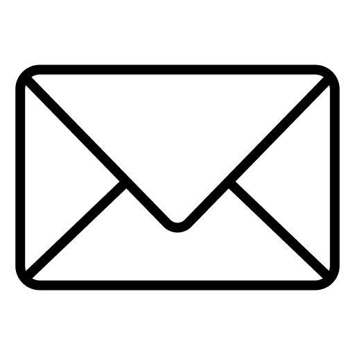 Simple black outline of an envelope icon on a transparent background.