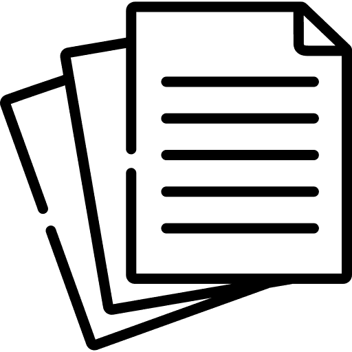 Icon of a stack of papers with horizontal lines representing text.
