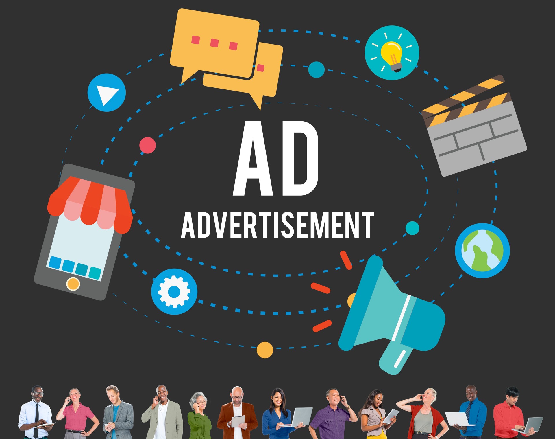 Ad publicidad concepto de Marketing comercial